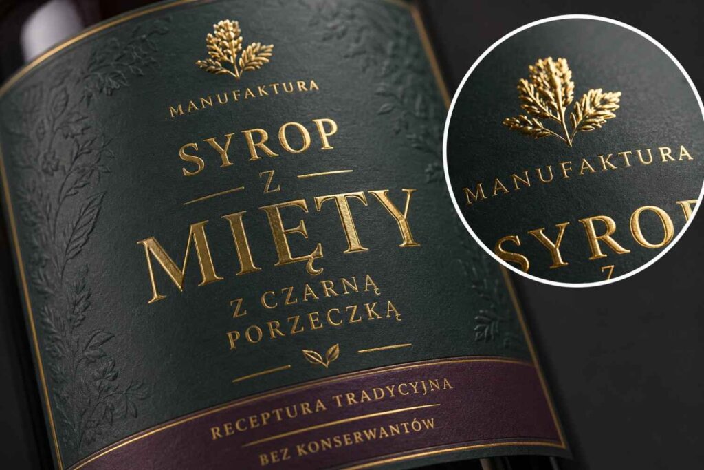 etykieta na nalewkę hot stamping